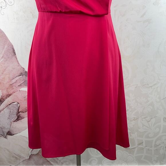 Vince Camuto Pink Silky Dress Layered Front Pleats Size 14 - Picture 3 of 14